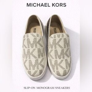 Michael Kors Kids Slip-On Sneakers Monogram Logo  Size 1 Kids